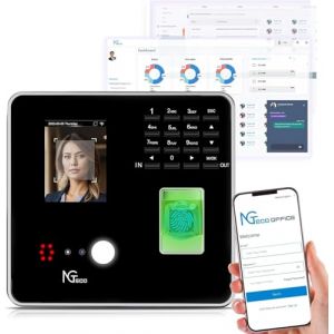 NGTeco Pointeuse Horaire Cloud，100% Sans Abonnement，Système Multi-utilisateurs avec Synchronisation en Temps Réel et Sécurité AWS Machine à Carte de Pointage avec Logiciel de Contrôle à Distance(TC1) (NGTeco EU, neuf)