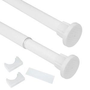 FALSKT Tringle Rideau sans Percage 70-120 cm &Phi; 25 mm Tringle Rideau Extensible Barre Rideau Douche et Barre telescopique pour salle de bain, fen&ecirc;tre, penderie, Tringle &agrave; Rideaux en Inox,Blanc (YUYIFENG, neuf)