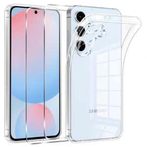 Phoona Coque pour Samsung Galaxy S24 FE 5G avec 2 Pièces Protection Écran en Verre Trempé,Ultra Transparente Silicone en Gel TPU Souple pour Samsung S24 FE Couqe,Antichoc Anti-Jaune Etui Bumper (ELLA MARKETARE, neuf)