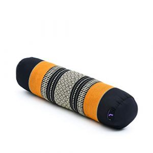 LEEWADEE Yoga Roll - Petit Rouleau de kapok Yoga Fait à la Main, Rouleau de kapok Pilates rembourré, 50 x 15 x 15 cm, Noir Orange (Leewadee, neuf)