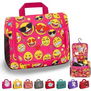 GRINSEZWERGE Trousse de Toilette Enfant &agrave; Suspendre &ndash; avec Crochet, Grande Capacit&eacute;, Poches Zipp&eacute;es & Filet &ndash; Sac de Toilette Pliable D&eacute;perlant &ndash; Organiseur de Voyage Fille & Gar&ccedil;on (GRINSEZWERGE, neuf)