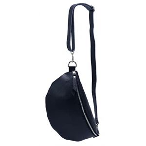 SH Leder &reg; Sac banane en cuir v&eacute;ritable pour femme, homme, unisexe - Grande sacoche de taille pour festival, voyage - Sac &agrave; bandouli&egrave;re Crossbody - 30 x 18 cm - Lala G399, bleu fonc&eacute;, L (SH Leder, neuf)