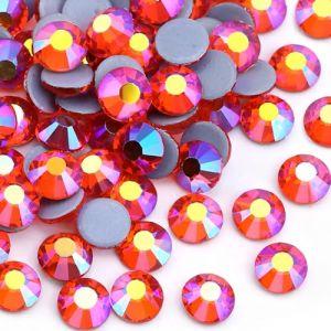 Jollin 2880 pi&egrave;ces Cristaux &agrave; fixation &agrave; chaud &agrave; dos plat en verre pour artisanat, strass, diamants, gemmes pour cr&eacute;ation artistique, d&eacute;corations, v&ecirc;tements, chaussures 4,8 mm SS20 Orange Siam AB (RosanUK, neuf)