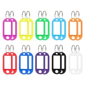 BAVALIN 20 Pièces Étiquettes avec Porte Clé - Étiquettes de Clé en Plastique Porte Clés Couleur Inscriptibles Porte Clef Couleur en 10 Couleurs Pour Bagage, Animaux de Compagnie, Clés USB (BAVALIN, neuf)