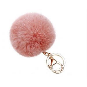 NOVAGO Porte-cl&eacute;s pompon, poils de lapin, doux au toucher, Orange (NOVAGO-Vendeur PRO fran&ccedil;ais, neuf)