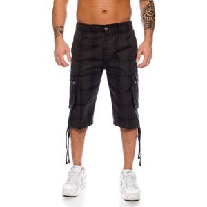 Kendindza Homme 3/4 Cargo Pantalon Pantacourt Short de Bermuda Court Vetement Regular Ceinture Carreaux avec Poche d'&eacute;t&eacute; Grande Taille Coton (Gris 665 L) (Kendindza Collection, neuf)
