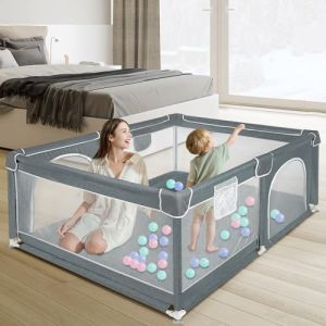 OHMG Parc bebe,120 * 120 * 66cm,Parc enfant en tissu oxford,Parc bébé avec maille Respirante,Parc de Jeu pour Bébé avec Ventouse,Petit Parc Enfant avec Barrières, Parc Bébé Avec Tapis (jusiZL, neuf)