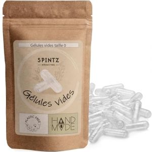 SPINTZ Gélules vides végétaliennes HPMC taille 0 (2000 gélules) | Testé en laboratoire indépendant | Emballage sans plastique & durable | 100% cellulose végétale, non-GMO, sans allergènes, transparent (Spintz Spices, neuf)