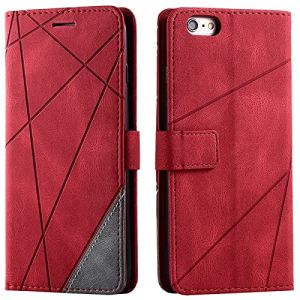 Vankii Coque pour iPhone 6S Plus/6 Plus (5,5 Pouces), Rabat Portefeuille de Protection Cuir PU Etui, Silicone TPU Bumper Magn&eacute;tique Housse, Flip Porte Cartes avec Fonction Support Cover Case (Rouge) (Vankii EU Store, neuf)