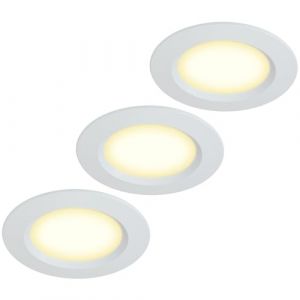 HCFEI Lot de 3 spots encastrables 12 V ultra plat, spot LED encastrable 3 W, d&eacute;coupe trou de 55 mm avec c&acirc;ble de 2 m, IP44, spot de plafond pour armoires de miroir, vitrines, meubles et armoires (HC LIGHT, neuf)
