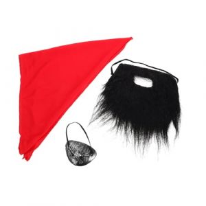 Holibanna 1ensemble Costume De Pirate Pour Halloween Avec Accessoires De Cosplay D&eacute;corations Et Fournitures Pour F&ecirc;te Anniversaire Th&eacute;matique Pirate Comprend Barbe Masque Et Bandana (Qiysangi, neuf)