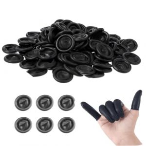 LACHT Doigtier silicone pour doigt,150 PCS Doigtiers en Latex, Caoutchouc Antistatique Protéger Les Couvre-Doigts Jetables de Protecteur de Bout des Doigts,Noir (candy27seven, neuf)