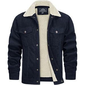 TACVASEN Veste en Coton pour Homme Veste de Camionneur pour Homme Manteau D'Hiver &Eacute;pais et D&eacute;contract&eacute; avec Poches Bleu Marine,XL (TACVASEN-EU, neuf)