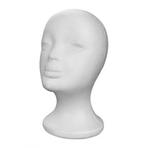 Yumneo Support de perruque de mannequin féminin | Support de tête de mannequin en mousse | Mannequin femme en polystyrène blanc tête d'affichage pour perruques, chapeaux, lunettes de soleil (yuemen, neuf)