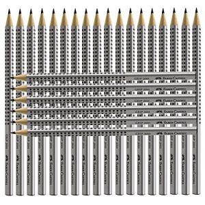 Faber-Castell GRIP 2001 Lot de 24 crayons &agrave; papier Argent&eacute; 2B (Technikus, neuf)