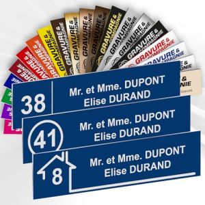 Plaque Boite Aux Lettres Adhésive PVC Avec Numéro – Plaque Gravée À Personnaliser 10 x 2,5 cm – 20 Couleurs Disponibles (Bleu) (GRAVURE ET COMPAGNIE, neuf)