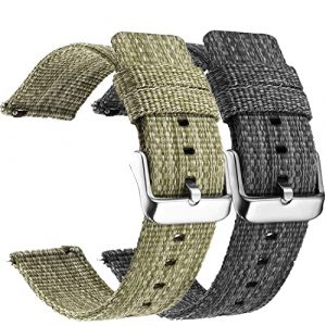 2 pcs 20mm Toile Lib&eacute;ration rapide Bracelet de montre, Universel Balistique Nylon Boucle Tiss&eacute;e Sangle de remplacement Fermeture &agrave; boucle Ajustable pour Smart-montre Tracker d'activit&eacute; sportive (CNYMANY, neuf)