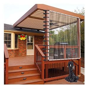 Aoisavch Rideau Balcon Exterieur Coupe Vent pour terrasse, Rideaux de pergola de 0,3 mm d'épaisseur avec œillets, Panneau de bâche Transparent de 400 g/m², 60 Tailles (ThreeYseven, neuf)