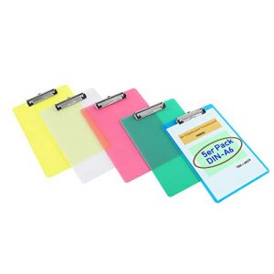5 Pièces Porte-bloc A6 avec Pince, Transparent Plastique Clip planches pour papier d'écriture Memo des dossiers, Planchettes à pince Idéal pour le Travail Quotidien, lot de 5 en 5 couleurs, TKD8050 (TuKai, neuf)