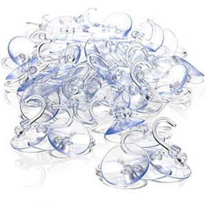 com-four&reg; Support &agrave; Ventouse 80x avec Crochets en Plastique - Crochets Multi-usages pour guirlandes lumineuses et autres d&eacute;corations - Crochets muraux (80 pi&egrave;ces - &Oslash; 4cm) (COM-FOUR  Vertriebs GmbH, neuf)