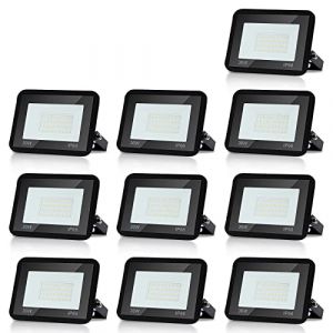Yakimz Projecteur LED Extérieur 30W - 10x Spots Étanches IP66 - Éclairage Mural 230V, Sécurité Super Lumineux - Blanc Froid 2550lm 6000K (HITGROW, neuf)