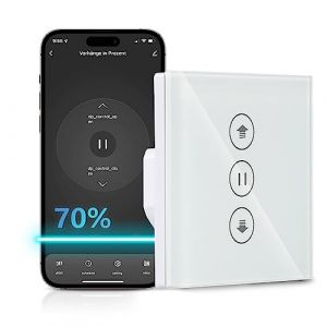 HEUXGIR Interrupteur Volet Roulant Connecté, 86x86mmInterrupteur Tactile pour Rideau de Fenêtre Compatible avec Alexa, Google Home, Contrôle de Pourcentage et Commande Vocale Fil Neutre Requis (1) (heuxgir, neuf)