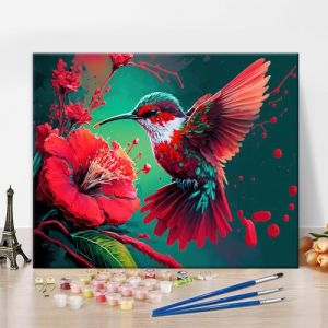 Colibri &agrave; Colorier par Num&eacute;ros pour Adultes et Enfants - Peinture sur Toile, Fleurs, Aquarelle, Huile, Acrylique - Arts et Travaux Manuels pour la D&eacute;coration (EN YAN, neuf)