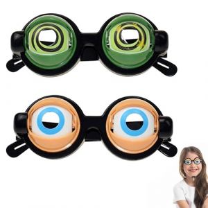 Lunettes Drole Fantaisie Rigolotes pour Soirée Déguisement + Lot de 2 Styles + Taille Unique + Vert/Noir (DBGH, neuf)
