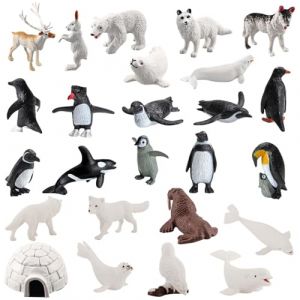 DAJASD Lot de 26 Figurines d'animaux de l'Arctique, Mini Animaux Arctiques, Figurines d'animaux Polaires, Mini Figurine en Plastique, Pingouin, Ours Polaire, Phoque, Cadeau d'anniversaire de Noël (YIJIA-EU, neuf)