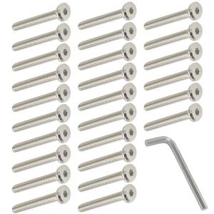50pcs Vis à Tête Cylindrique à Six Pans M6*30mm Vis de Lit Boulons Meubles Vis Tete Plate, Filetage Partiel, pour Meubles Berceaux Lits et Chaises (M6*30) (rongyichuang, neuf)