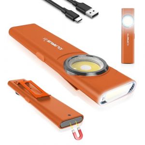 klarus Lampe de travail COB rechargeable USB C, mini lampe de poche plate EDC de 600 lumens avec base magnétique et clip à boucle,Convient pour l'entretien, le camping, la randonnée, les urgences (Klarus® EU Store, neuf)