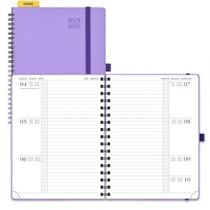 POPRUN Agenda 2025 2026 Semainier 22 x 16,5 cm D'Août 2025 à Déc 2026, Planner Disposition Horizontale Scolaire 17 Mois avec Couverture Souple Spirale, Règle et signet, Papier 80g/m², Violet lavande (Time Works Wonders, neuf)