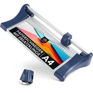 OfficeTree Massicot, 1 lame de rechange incl. - outil de d&eacute;coupe manuel du papier DIN A4 - pour d&eacute;couper papier et photos (capacit&eacute; de 8 feuilles), barre de blocage emp&ecirc;chant le papier de glisser (ILP GmbH, neuf)