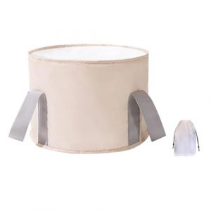 Ysyqkn Bassin de Bain de Pied Pliable Seau Isolé pour Bain de Pied Pliable Oxford Facile à Entretenir Transport Commode Adapté à la Maison Camping, Beige, S (Amber Field, neuf)