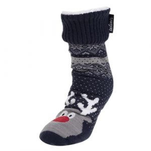 Isotoner Chaussettes d'intérieur homme maille/sherpa - picots antidérapants, 44/46, marine (Isotoner - Boutique Officielle, neuf)