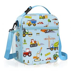 Clastyle Sac Isotherme Repas Enfant Voiture Camion Lunch Bag Isotherme Gar&ccedil;ons Petit Sac Lunch Box pour L'&eacute;cole &Eacute;tudiant Pique-nique, Construction Bleue (Changtian_Im&Ex, neuf)