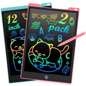 12 Pouces Tablette Dessin Enfant, RaceGT Color&eacute; Ardoise Magique, Tablette D'&eacute;criture LCD Jouet avec Bouton D'effacement Verrouillable, &eacute;ducatifs Cadeaux Jouets Enfant pour 3 4 5 6 Ans (Lot 2) (zhihe02, neuf)