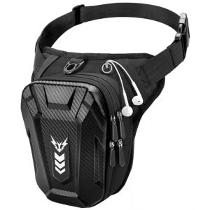 Rolgno Sacoche de Jambe Moto, [Capacit&eacute; Extensible] Sac Banane Pochette Ceinture Homme & Femme, Coque EVA, Bande R&eacute;fl&eacute;chissante et Sangle de Jambe R&eacute;glable, Leg Pack pour Cyclisme Course Randonn&eacute;e (Rolgno FR TECH, neuf)