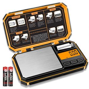 UNIWEIGH Balance de Pr&eacute;cision 200g/0.01g,Balance de Poche,Balances de Bijoux,Petite Balance Grammes,Balance Herbes,Portable Balances Poudre,Balances de Cuisine Num&eacute;rique Voyage (pile incluse)-Orange (UNI Direct-FR, neuf)