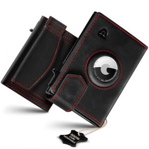 LORZOR Porte Carte Homme Airtag avec Porte Monnaie XXL, Portefeuille Homme Cuir V&eacute;ritable avec Fermeture Magn&eacute;tique, Portefeuille et Porte-Carte pour 10 Cartes, Petit Wallet avec Blocage RFID (ReturnRate, neuf)