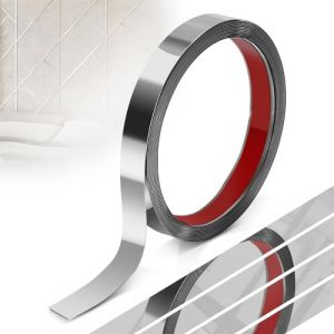 EFUTURETIME Moulure Autocollante en Acier Inoxydable, 2cmx5m, Garniture Murale Autoadhésif, Moulure Flexible avec Effet Miroir pour Décoration de Meuble, Bordure de Miroir, Mur, Porte, Plafond, Argent (efuturetime, neuf)