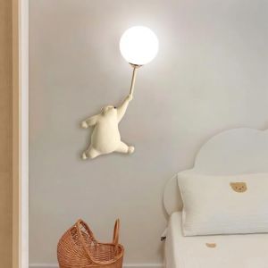 YUPIN Applique Murale Dessin Anim&eacute; Cr&eacute;ative en Forme Ours Lampe Murale Murale en R&eacute;sine en Forme De Lune Applique Murale D&eacute;cor pour Chambre d'enfant G9 pour Chambre &Agrave; Coucher Salon Couloir(Beige,L) (wuhuaxianhengbeizhenhaiyidianzishangwuzhongxin, neuf)