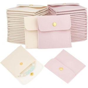 PH PandaHall 40pcs 2 couleurs Pochette &agrave; Bijoux Pochette Cadeau Bijoux Petit Sac &agrave; Boutons pour Boucles D'Oreilles Bracelet Stockage Sacs Enveloppe &agrave; Rabat Saint Valentin No&euml;l 8x8x0.7cm (PandaHall FR, neuf)
