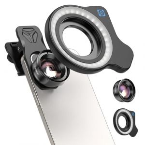 APEXEL HB100-HD Objectif Macro Smartphone, F1.8 avec 45 Modes D'&eacute;clairage, Objectif 10X pour T&eacute;l&eacute;phone Portable, Compatible avec iPhone 17/16/15, Samsung, Google Pixel et Autres Smartphones (Love Photography, neuf)