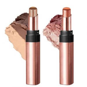 Fard a Paupiere Stick,Crayon Yeux,Ombre a Paupiere Stick,Matte et Douce Pigment&eacute;e Brillante Waterproof Classy Shimmer Shadow Sticks Set,Longue Dur&eacute;e,Pour Quotidien et Soir&eacute;e (Mat+Orange caf&eacute;) (EnviableVB, neuf)