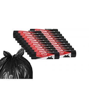 Nipter Sacs poubelle 160 litres, tr&egrave;s r&eacute;sistants 30&mu;, sac poubelle jardin, sacs poubelle XXL, 90 x 120 cm, 10 pi&egrave;ces par rouleau, 20 rouleaux (NipterDE, neuf)