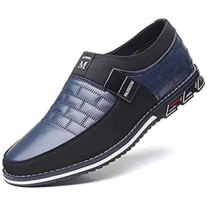 Chaussures D&eacute;contract&eacute;es Cuir pour Hommes Mocassins et Loafers de Conduite Mode Slip-on Oxford Habill&eacute;es Affaires Mocassin Confort Marche Bureau Ext&eacute;rieur（Bleu,44 EU (Asifn, neuf)