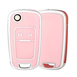 OFF WE GO Coque Clé Voiture pour Chevrolet 2 Boutons Voiture Clé à Télécommande Étui pour Aveo Matiz Cruze Captiva Spark Trax Opel Astra Meriva Mokka Zafira Coque Protection Clé Voiture, Argento Rosa (OFF WE GO, neuf)