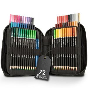 OfficeTree 72x Crayon de Couleurs Professionnel - Crayon de Couleurs Adulte - Mines Souples à Base d'Huile incl. Accessoires - Crayon de Dessin Professionnel - Palette de Crayon de Couleur Gras (ILP GmbH, neuf)