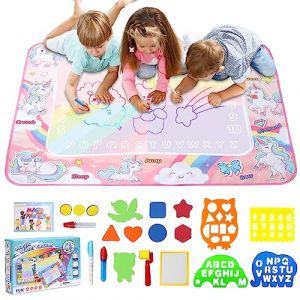 LEcylankEr Tapis Dessin Eau Enfant 120 x 90 CM Aqua Doodle Matte Aqua Tapis de Dessin Adapt&eacute; Jeux pour Enfants 1 2 3 4 5 6 7 Ans (Licorne) (Timertick, neuf)